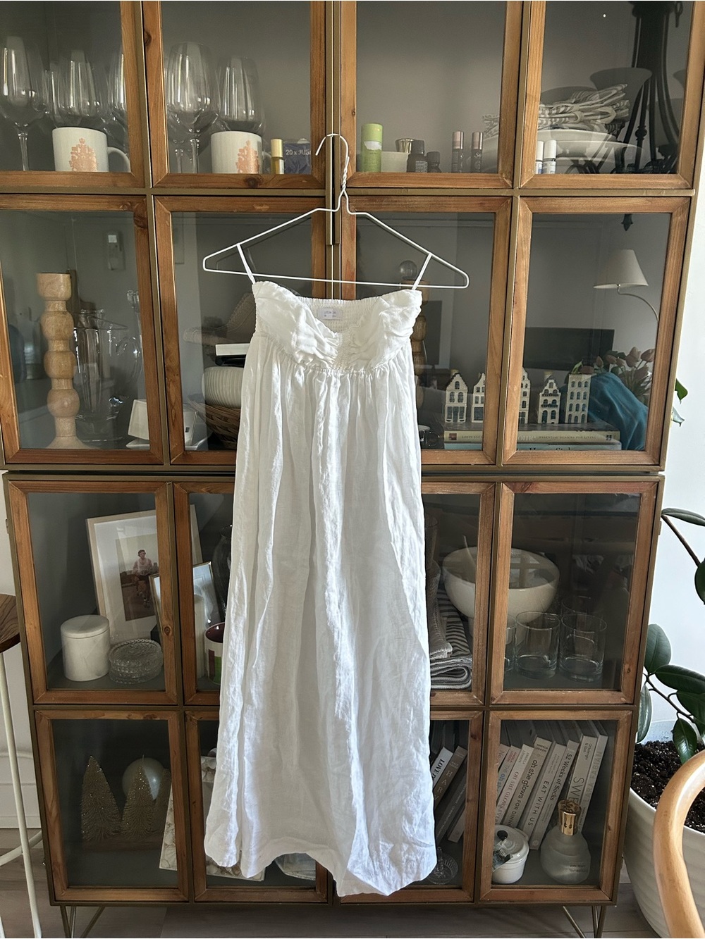 Aritzia Little Moon 100% Linen White Strapless Maxi Dress - Picture 3 of 15